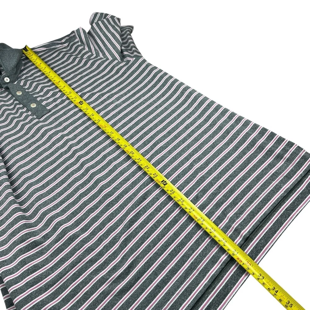 Footjoy FJ Polo Shirt Men's XL Grey Pink Golf Striped Athletic‎ Preppy Stretch